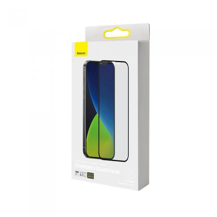 UTGATT5 - Baseus 2x 0,25 mm frosted Hrdat glas iPhone 12 Pro Max Svart