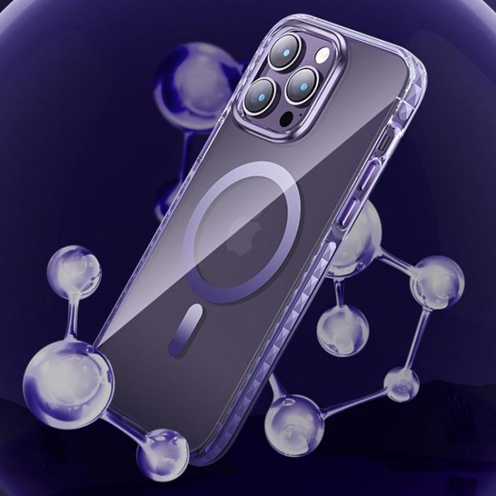 Kingxbar - Kingxbar iPhone 14 Pro Skal Magsafe PQY Ice Crystal - Rosa/Bl