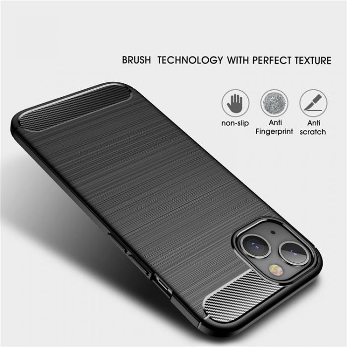A-One Brand - iPhone 14 Skal Carbon Fiber Texture TPU - Svart