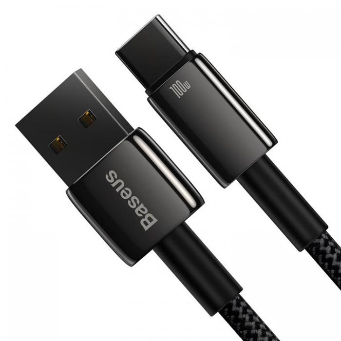 BASEUS - Baseus Tungsten USB-A till USB-C Kabel 100W 1m - Svart