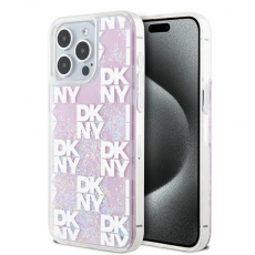 DKNY - DKNY iPhone 15 Pro Max Mobilskal Liquid Glitter Multi Logo - Rosa