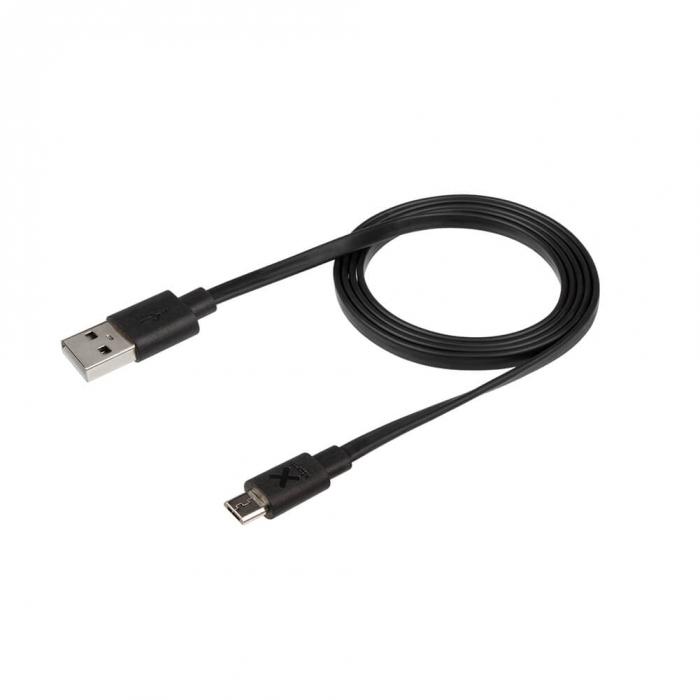 UTGATT5 - Xtorm Flat USB-A / Micro-USB Kabel 1m - Svart