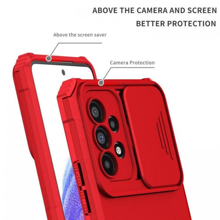 A-One Brand - Galaxy A12 4G Skal Kickstand Kameraskydd Slide - Rd