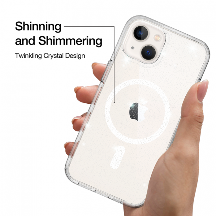 UTGATT1 - Just Mobile iPhone 14 Skal MagSafe TENC Bling Bling - Transparent
