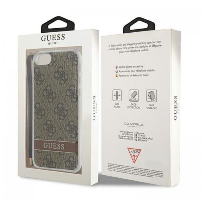 Guess - Guess iPhone 7/8/SE (2020/2022) Skal 4G Print Strap - Brun