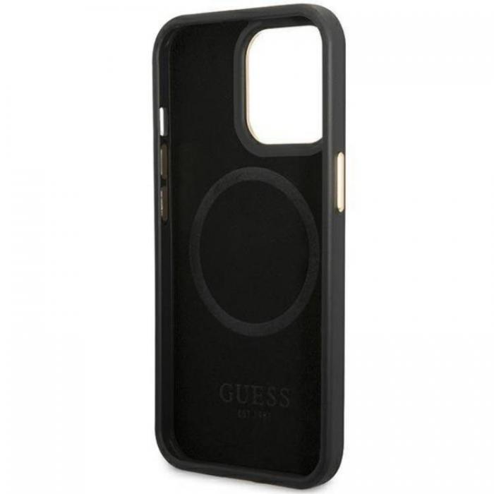 Guess - Guess iPhone 14 Pro Mobilskal Magsafe Peony Logo Plate - Svart