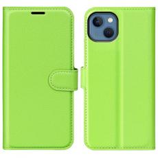 A-One Brand - Litchi Flip iPhone 14 Plus Plånboksfodral - Grön