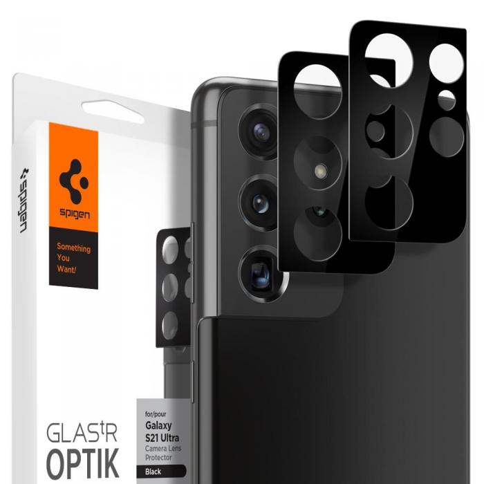 UTGATT5 - SPIGEN OPTIK.TR Camera Lens Galaxy S21 Ultra Svart (2-Pack)