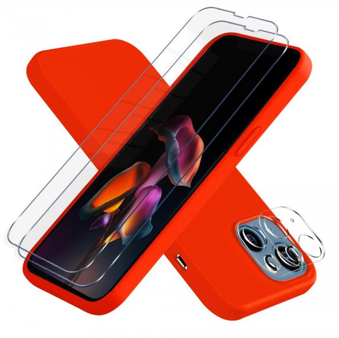 OEM - iPhone 13 Mini [5-PACK] 1 X Skal - 2 X Kameralinsskydd - 2 X Hrdat Glas - Rd