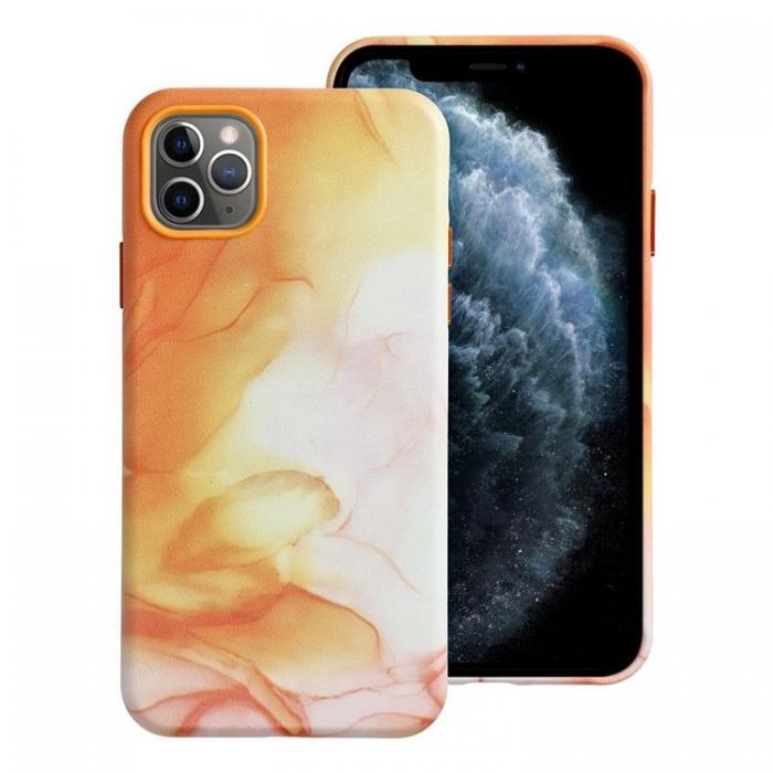 A-One Brand - iPhone 11 Pro Max Magsafe Mobilskal Lder - Orange Splash