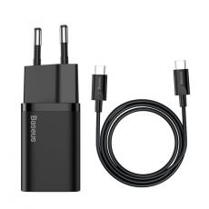 BASEUS - Baseus EU Super Väggladdare USB-C Kabel 1m 25W - Svart