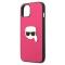 KARL LAGERFELD - Karl Lagerfeld Lder Ikonik Karl`s Head Metal Skal iPhone 13 mini - Rosa