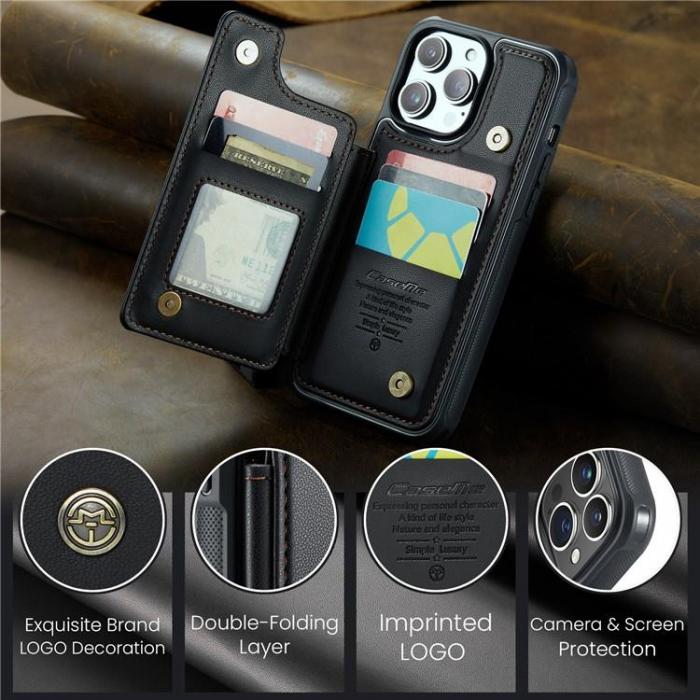 Caseme - CASEME iPhone 14 Pro Max Mobilskal Korthllare C22 RFID - Svart