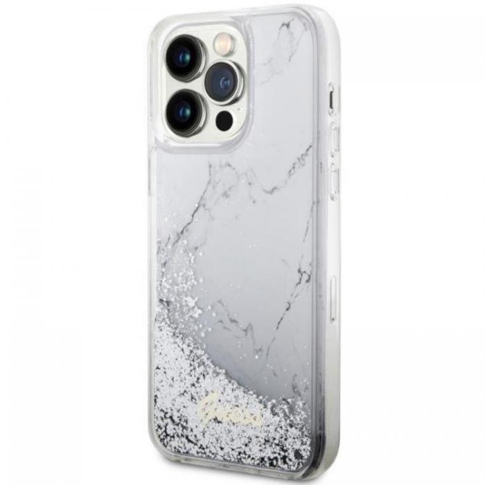 Guess - Guess iPhone 14 Pro Max Mobilskal Liquid Glitter Marble - Vit