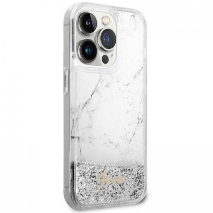 Guess - Guess iPhone 14 Pro Mobilskal Liquid Glitter Marble - Vit