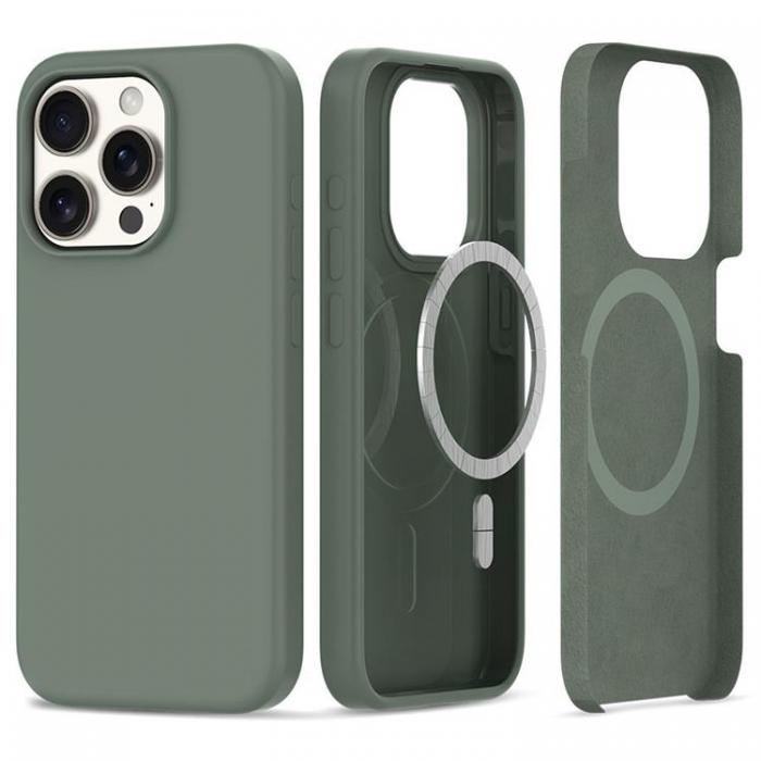 Tech-Protect - Tech-Protect iPhone 15 Pro Max Mobilskal Magsafe Silikon - Olive