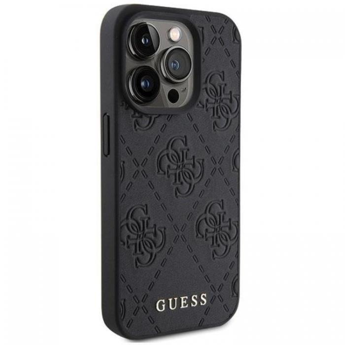 Guess - Guess iPhone 15 Pro Mobilskal Lder 4G Stamped - Svart