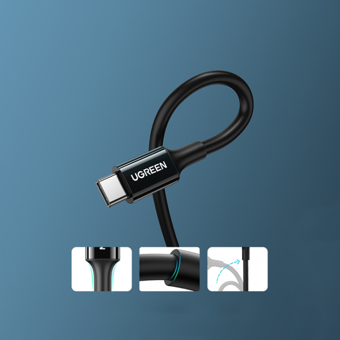 Ugreen - Ugreen US300 USB-C / USB-C 480Mb/s 5A 1m Kabel - Svart