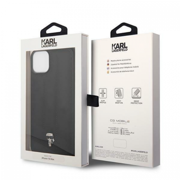 KARL LAGERFELD - Karl Lagerfeld iPhone 14 Skal Puffy Ikonik Pin - Svart