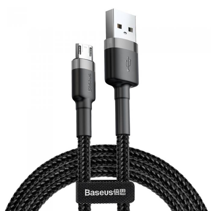 BASEUS - BASEUS Cafule Micro-Usb Cable 300 cm Gr / Svart