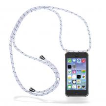 CoveredGear-Necklace - Boom Galaxy A20e mobilhalsband skal - White Stripes Cord