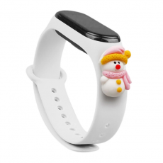 A-One Brand - Xiaomi Mi Band 3/4 Silikon Strap Xmas Snowman 2- Vit