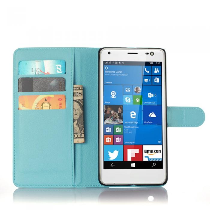 UTGATT5 - Litchi Plnboksfodral till Microsoft Lumia 850 - Bl