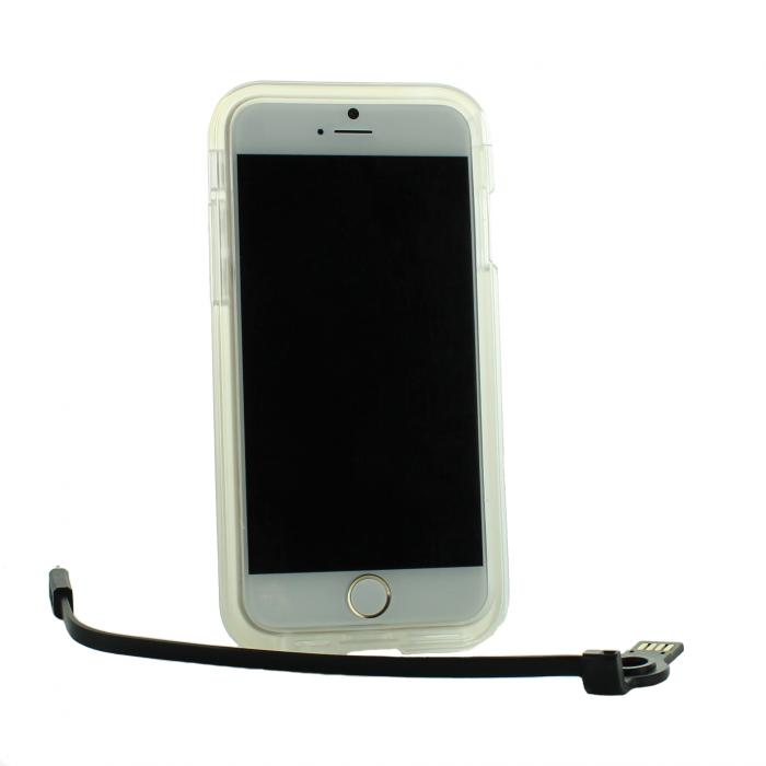 A-One Brand - Connect Flash Light Skal med inbyggd USB-kabel till iPhone 6 / 6S - Svart