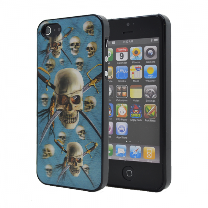 UTGATT5 - 3D Baksideskal till Apple iPhone 5/5S/SE (Sword Skull)