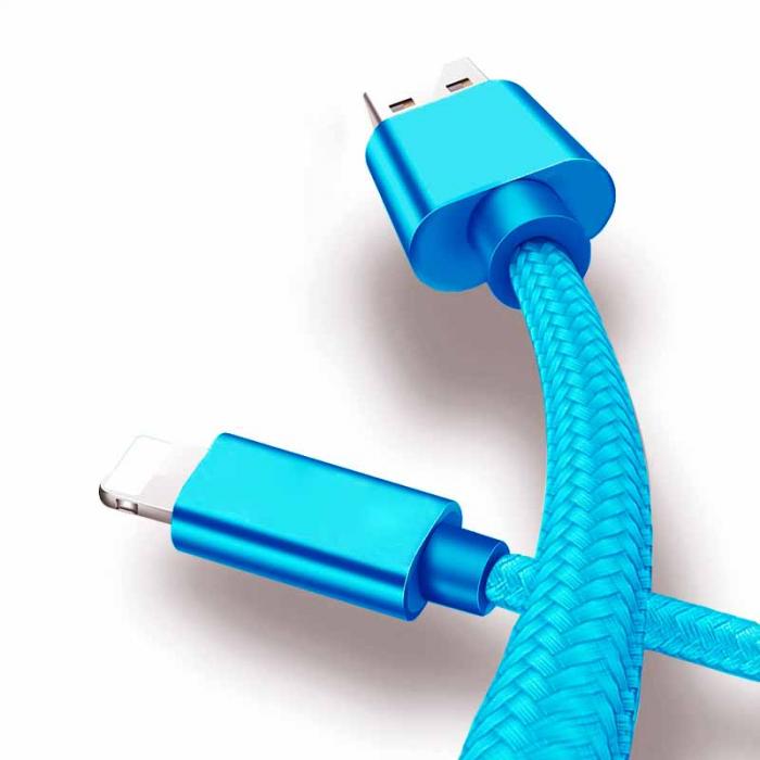 UTGATT4 - BOOM - Nylon USB till Lightning Kabel, 2.1A, 1M - Bl