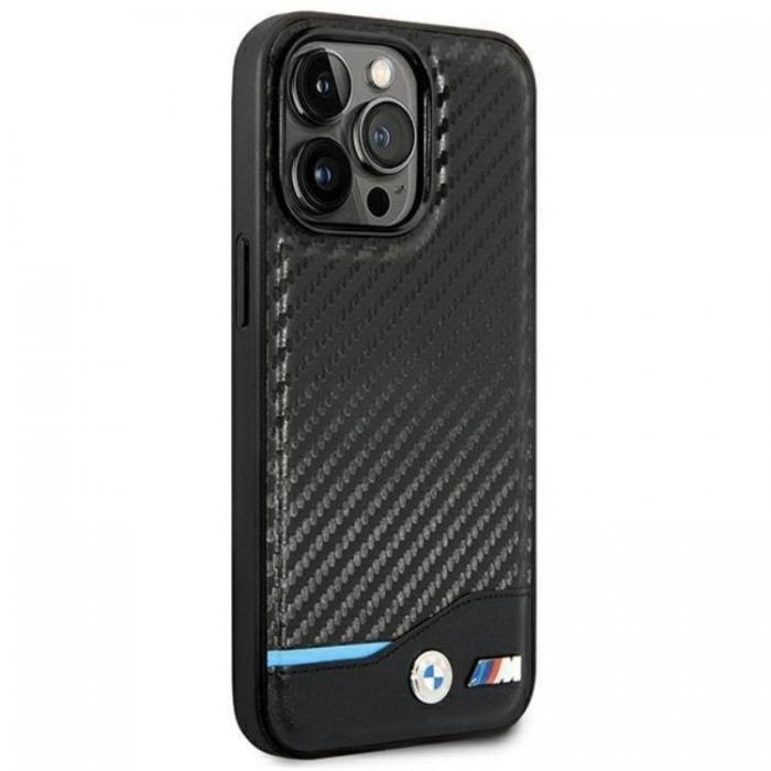 BMW - BMW iPhone 14 Pro Mobilskal Lder Carbon - Svart
