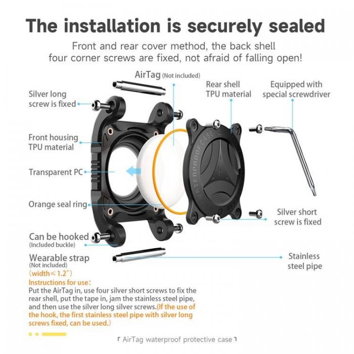 A-One Brand - Airtag Skal IP67 Vattentt Bluetooth Tracker ST - Rd