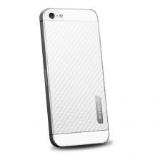 Spigen - Spigen Skin Guard Carbon Skin till Apple iPhone 5/5S/SE (Vit) + Skärmskydd