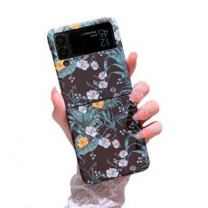 A-One Brand - Galaxy Z Flip 4 Skal Hard PC Floral Pattern - Svart Flower