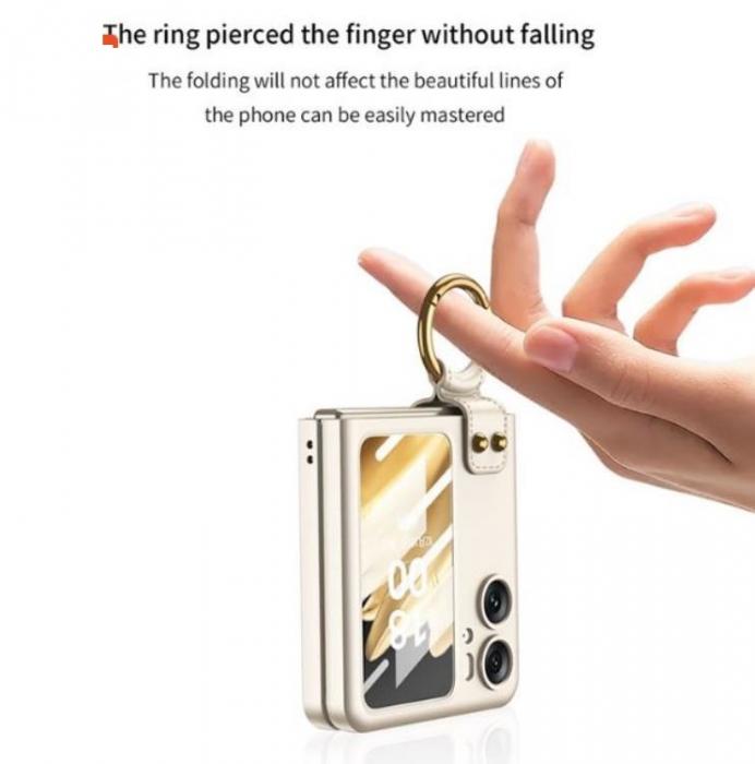 A-One Brand - Oppo Find N2 Flip Mobilskal Ringhllare Kickstand - Guld