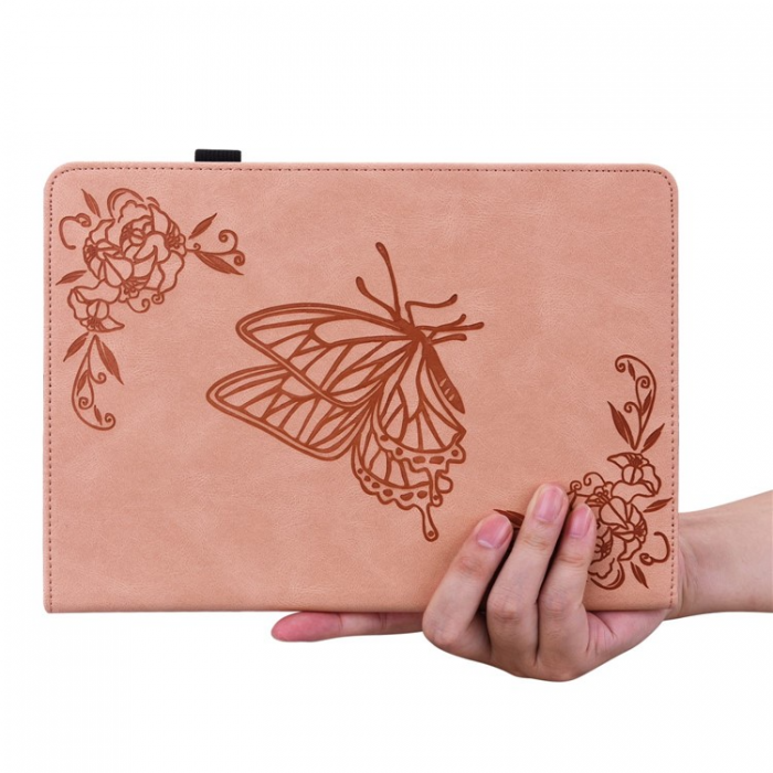 A-One Brand - iPad 10.9 (2022) Fodral Butterfly Flower Imprinted - Rosa