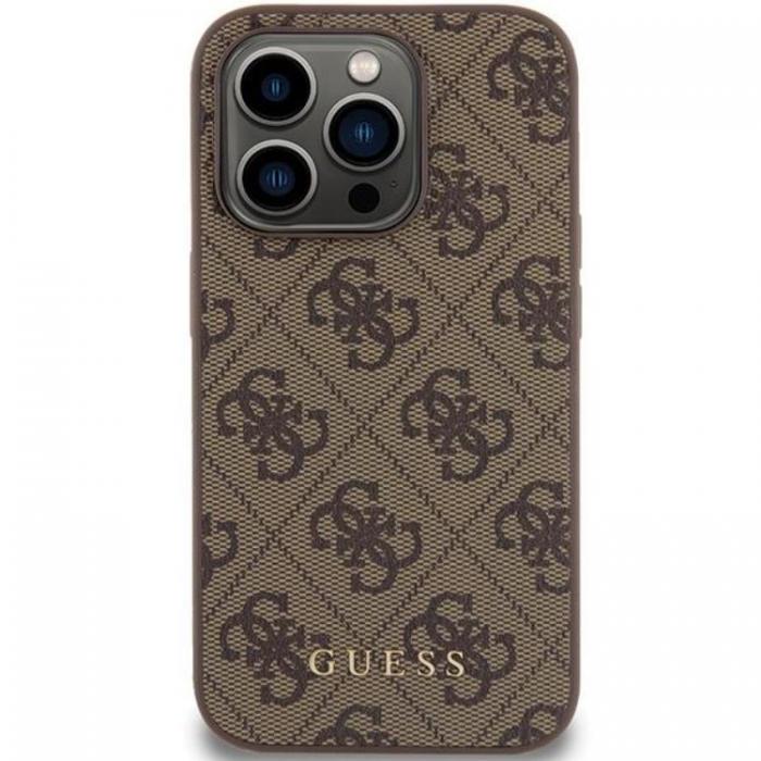 Guess - Guess iPhone 15 Pro Mobilskal 4G Metal Gold Logo - Brun