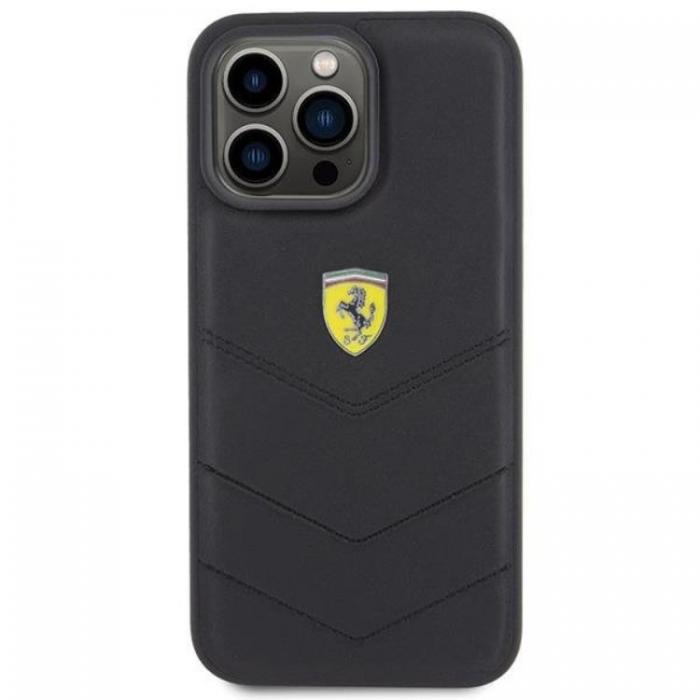 Ferrari - Ferrari iPhone 15 Pro Max Mobilskal Quilted Metal Logo - Svart