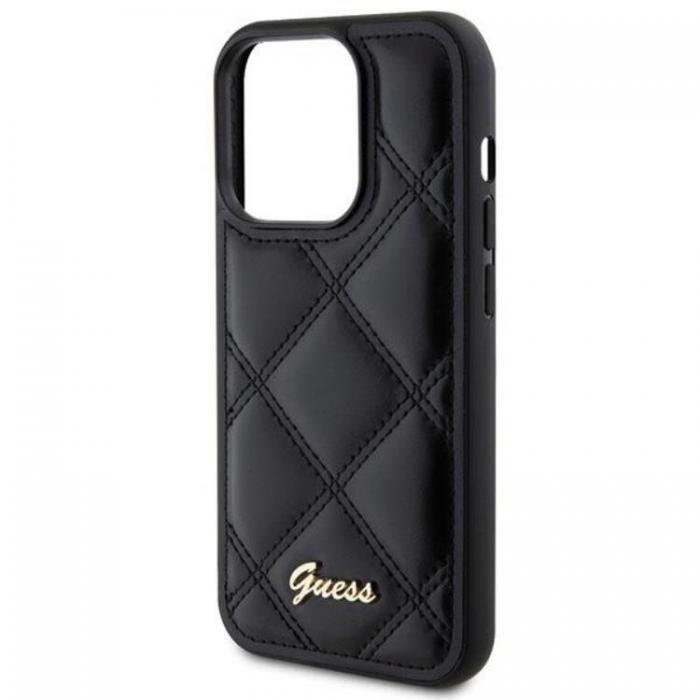 Guess - Guess iPhone 15 Pro Mobilskal Quilted Metal Logo - Svart