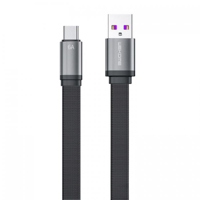 UTGATT5 - WK Design King Kong 2nd Gen Series Flat USB-C Kabel 6A 1.3m - Svart