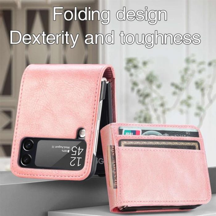 A-One Brand - Galaxy Z Flip 4 Plnboksfodral Portable Folding - Rosa