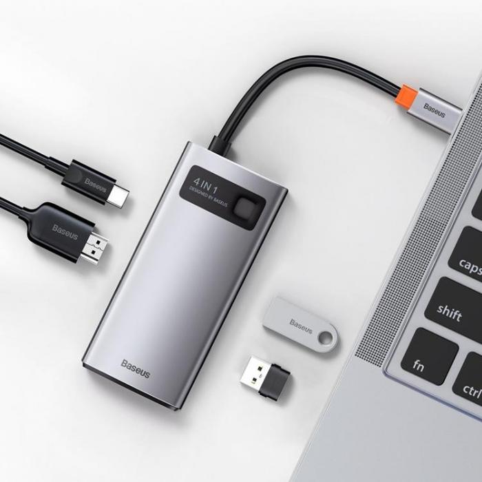 BASEUS - Baseus 4in1 Multifunktionell HUB USB-C 100 W - Gr