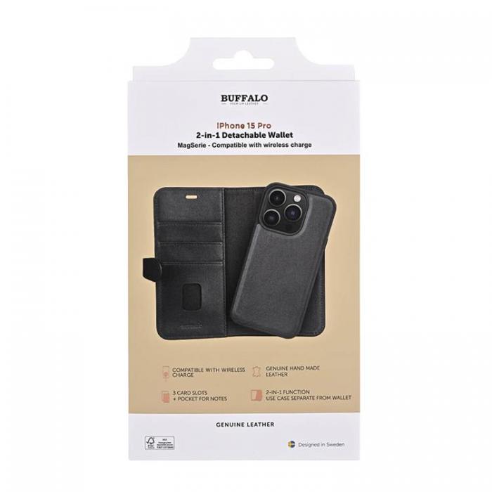 BUFFALO - Buffalo iPhone 15 Pro Plnboksfodral 3 Kort Magsafe - Svart