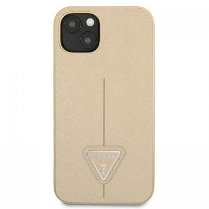 Guess - Guess iPhone 13 Mini Skal Saffiano Triangle Logo - Beige