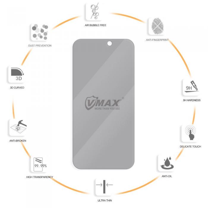 VMAX - Vmax hrdat hgklart sekretessglas 2,5D fr iPhone 14