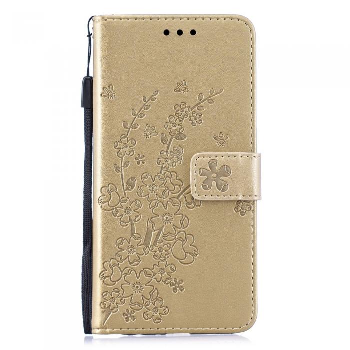 A-One Brand - Flowers Plnboksfodral till Samsung Galaxy A40 - Guld