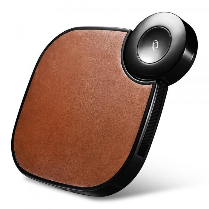 UTGATT1 - iCarer 2in1 Leather Qi Wireless Charger Apple Watch - Brun