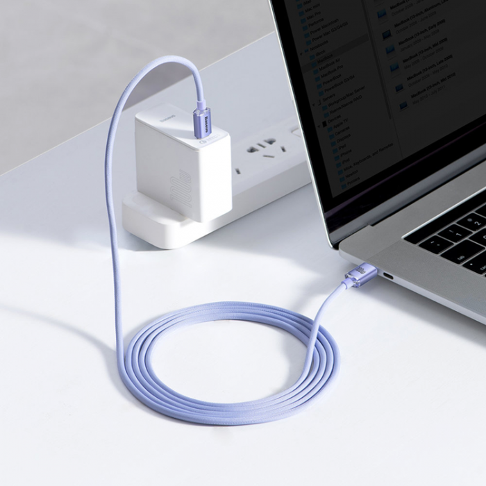 BASEUS - Baseus USB-C till USB-C 100W 2m - Lila