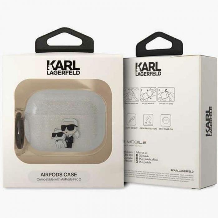 KARL LAGERFELD - Karl Lagerfeld Airpods Pro 2 Skal Gliter Karl&Choupette Clear