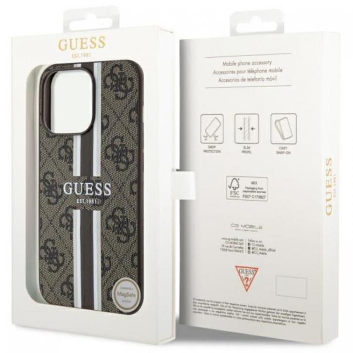 Guess - Guess iPhone 13 Pro/13 Mobilskal MagSafe 4G Printed Stripes - Brun